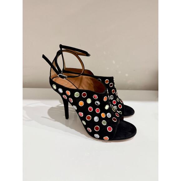 Givenchy Suede & Colorful Mirror Embellishment Mules Heels Black Women's EU 40 - Picture 3 of 6